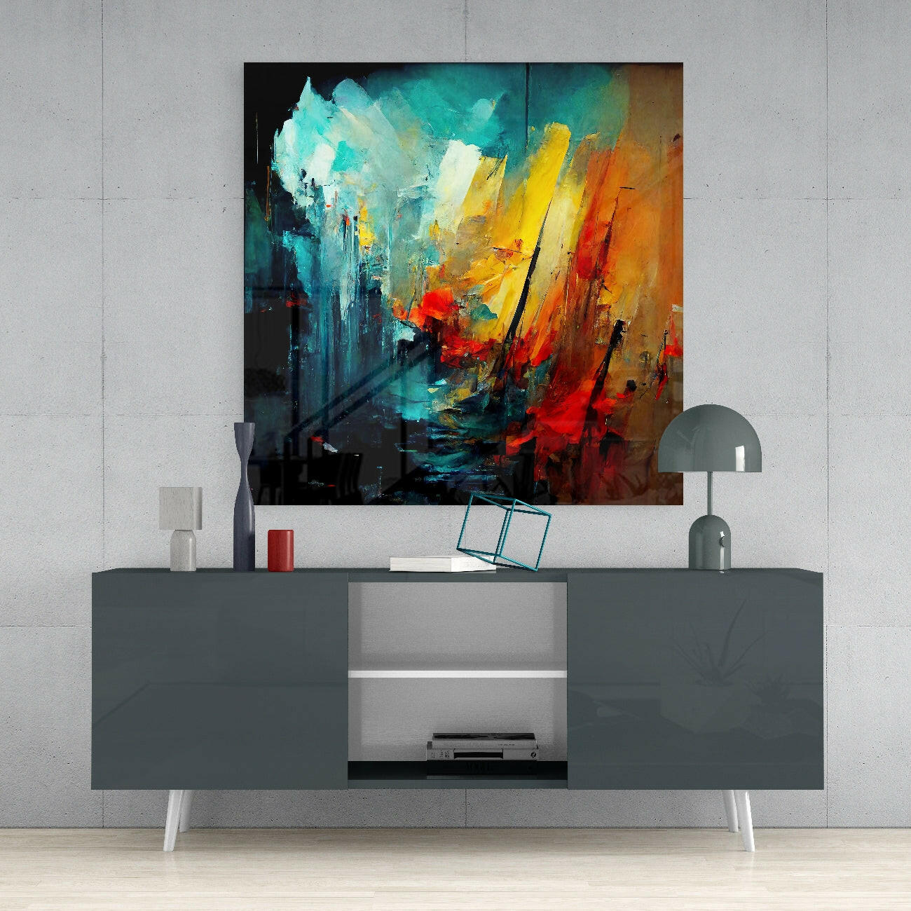Collapsed City Silhouette Glass Wall Art || Designers Collection