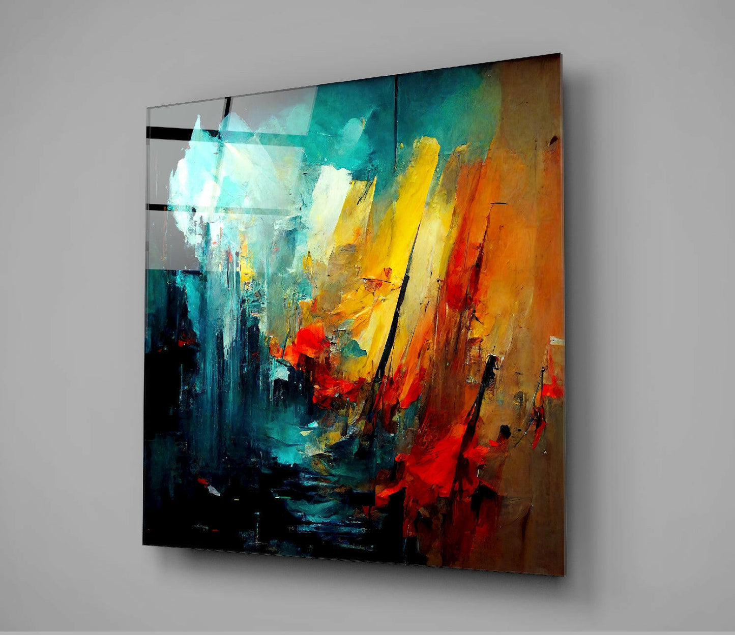 Collapsed City Silhouette Glass Wall Art || Designers Collection