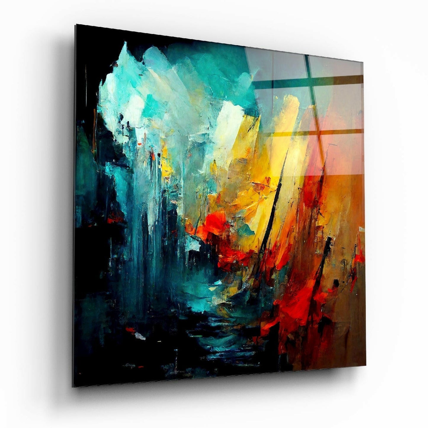 Collapsed City Silhouette Glass Wall Art || Designers Collection
