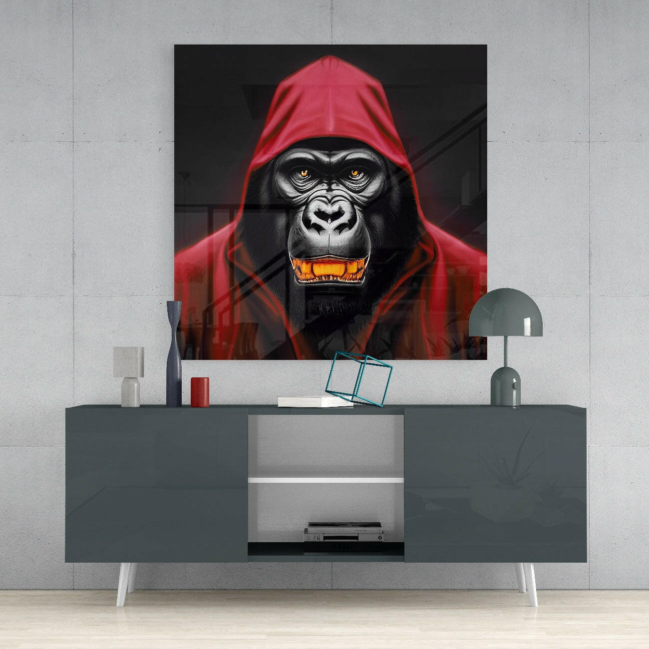 Angry Smile Glass Wall Art || Designers Collection