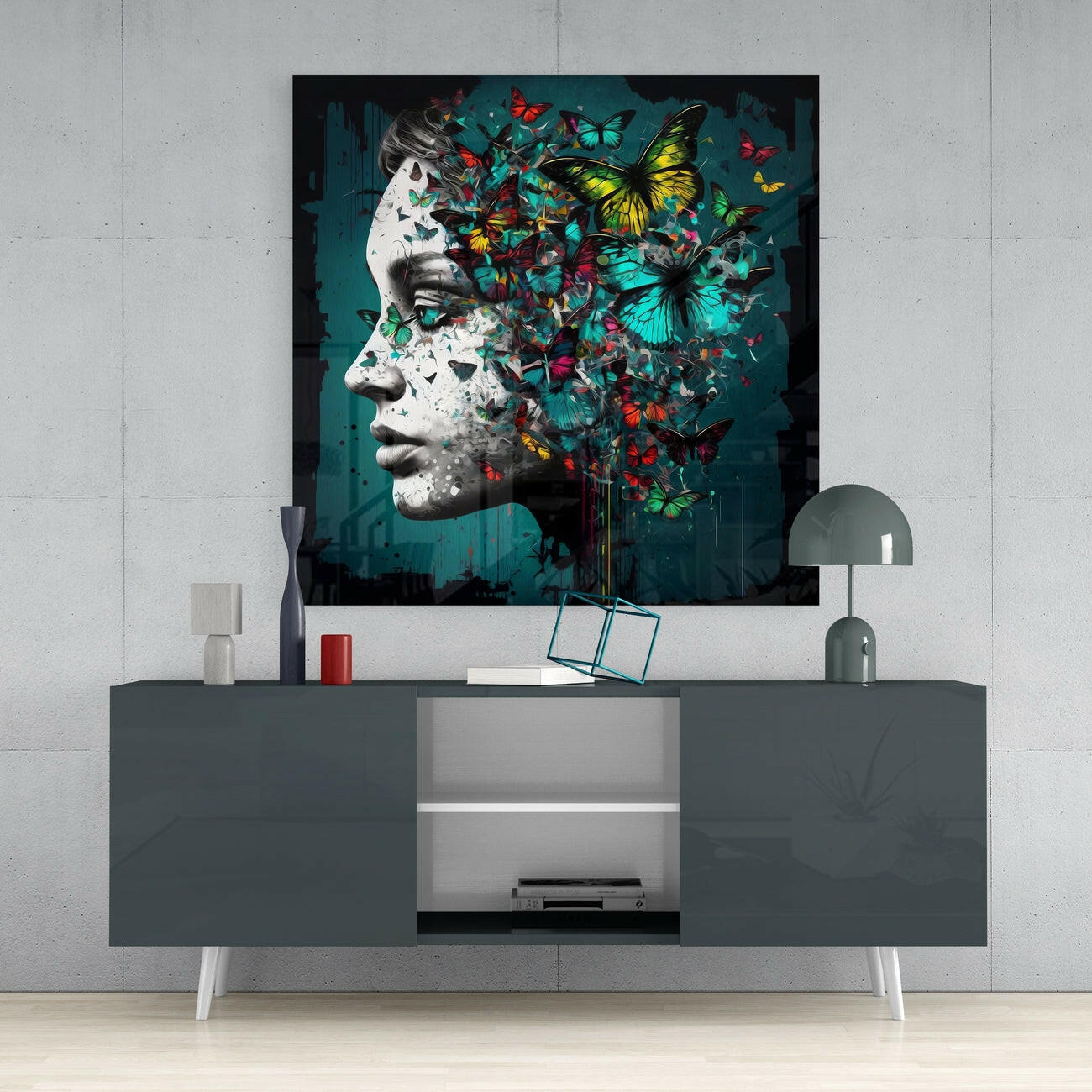 Butterfly Thoughts Glass Wall Art || Designers Collection