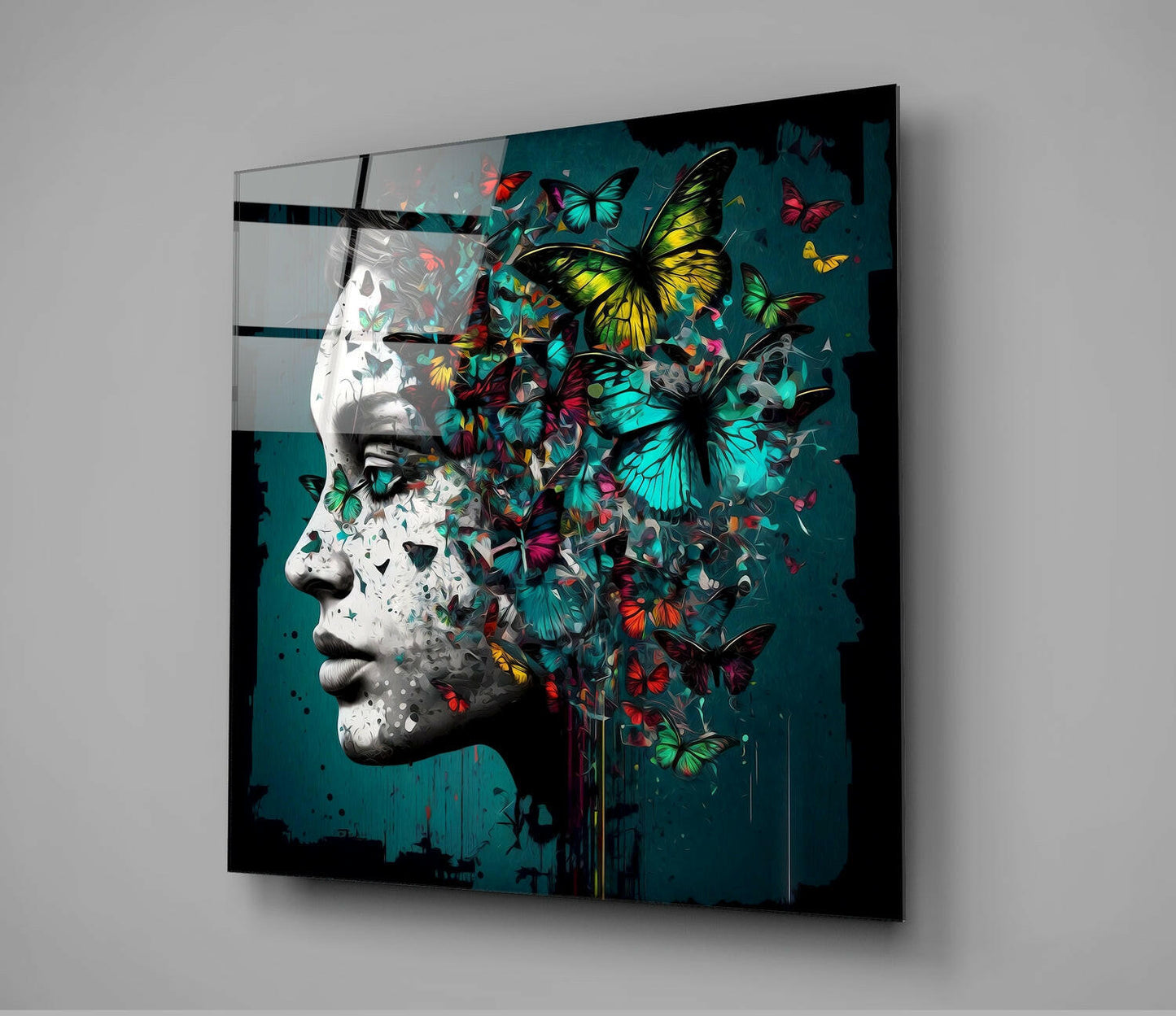 Butterfly Thoughts Glass Wall Art || Designers Collection