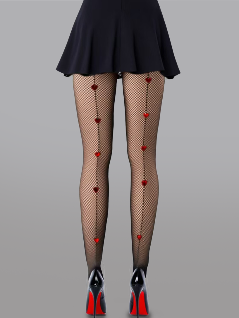 Heart Pattern Fishnet Tights - Concordia Style Boutique