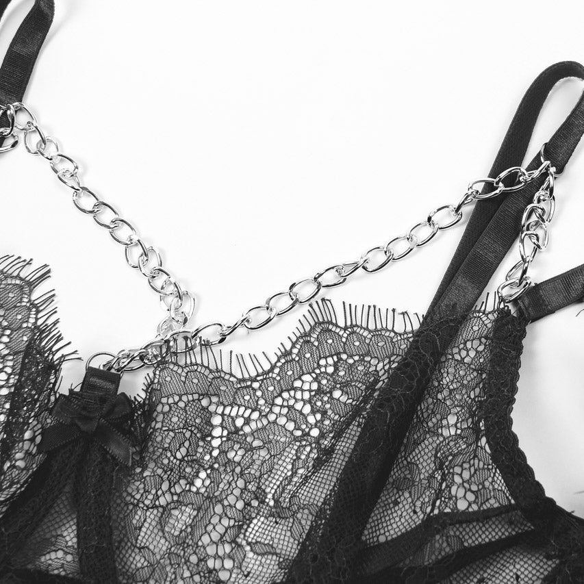 Feather and Chain Bra Set - Concordia Style Boutique