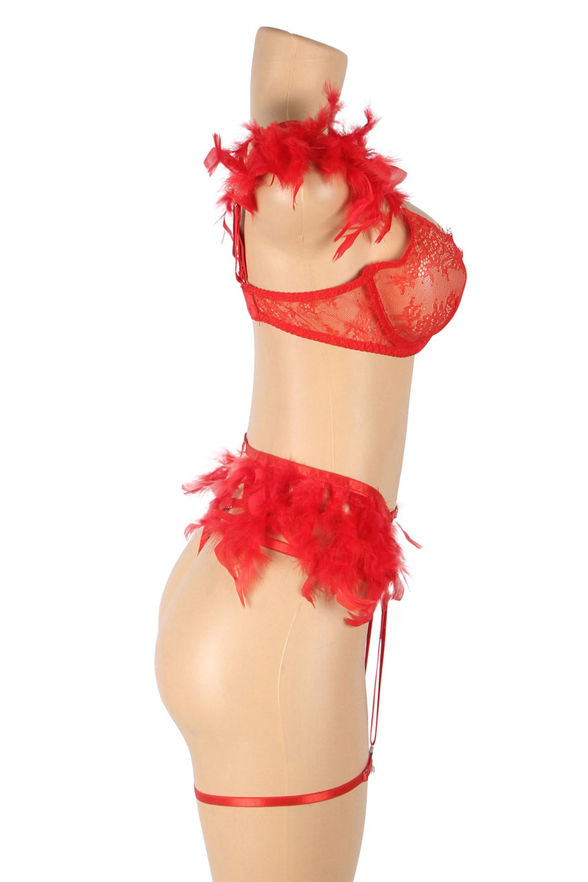 Feather and Chain Bra Set - Concordia Style Boutique