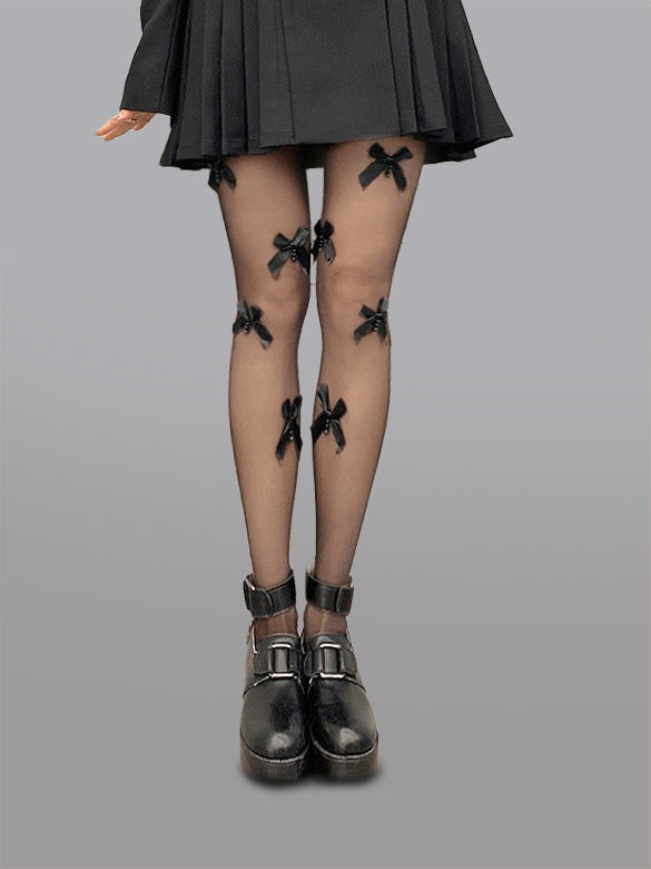 Butterfly Bow Black Tights - Concordia Style Boutique