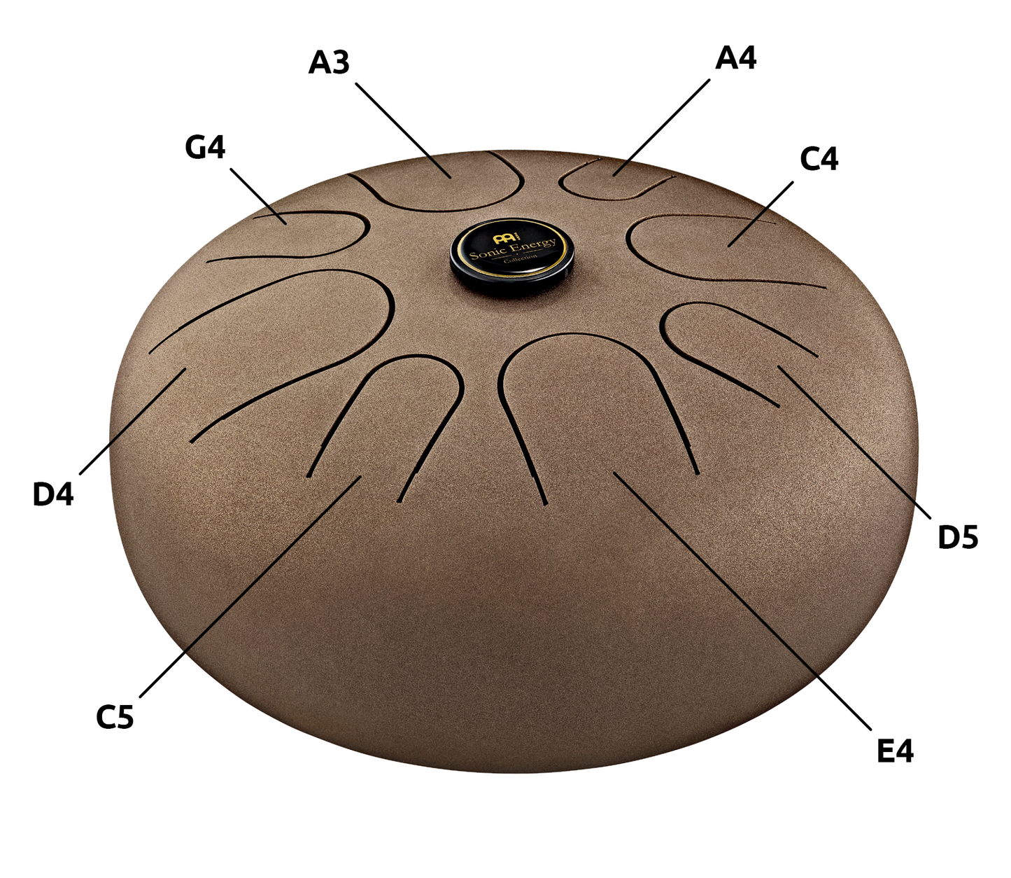 12" Steel Tongue Drum, A Minor, Vintage Brown