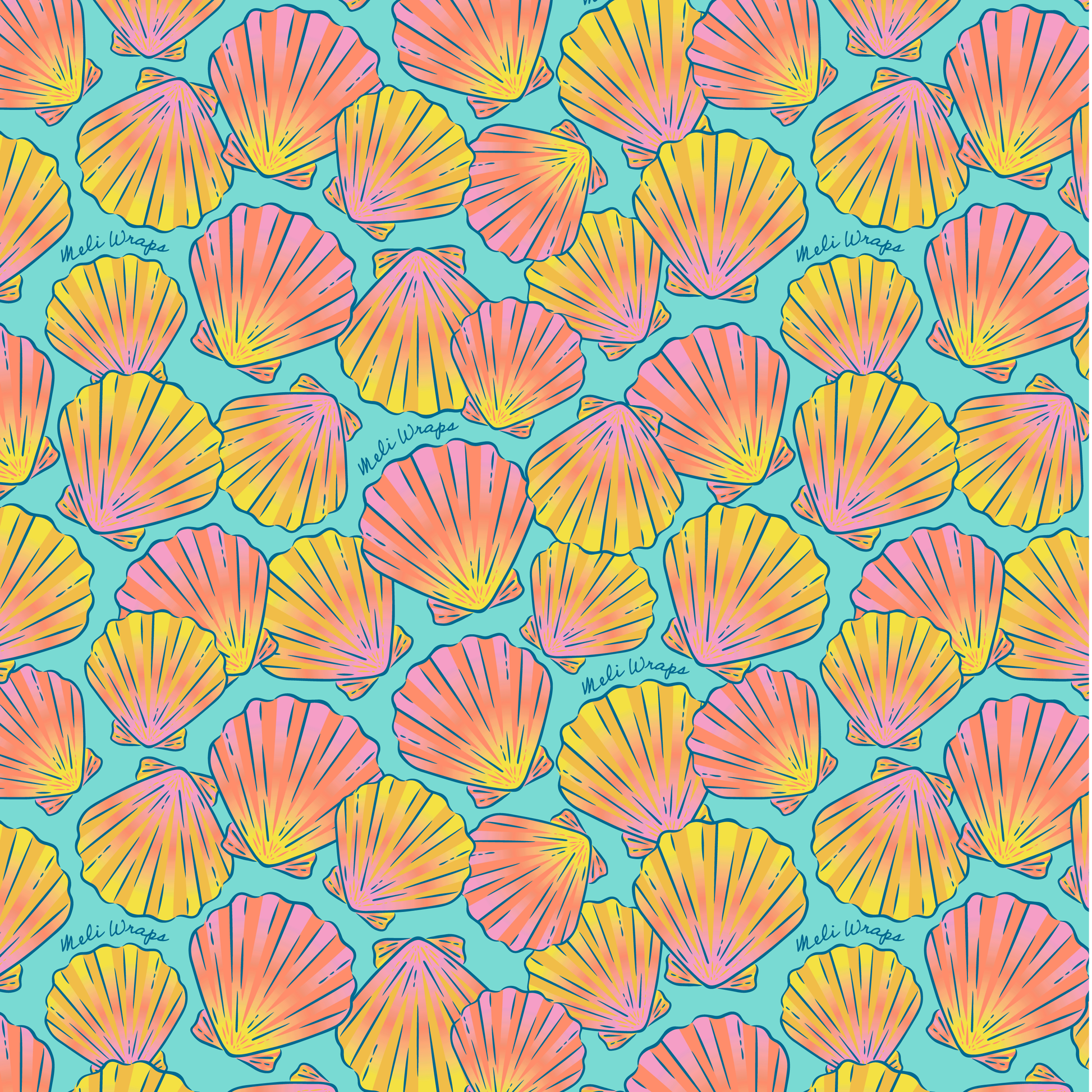 Beeswax Wrap Bulk Roll - Shells Print - Concordia Style Boutique