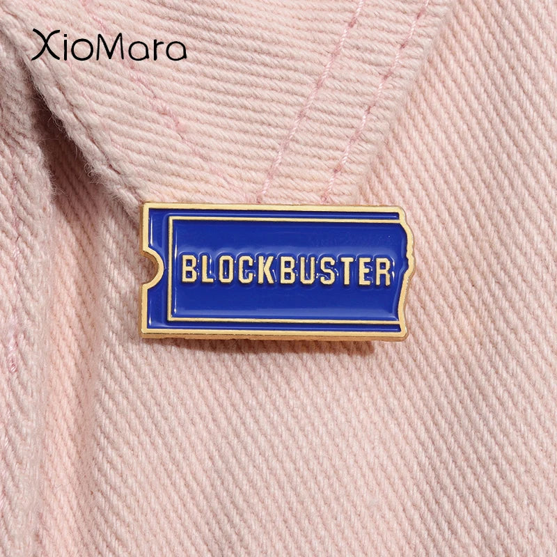 Blockbuster Video Enamel Pin Retro VHS Rental Movie Brooch Lapel Backpack Gift