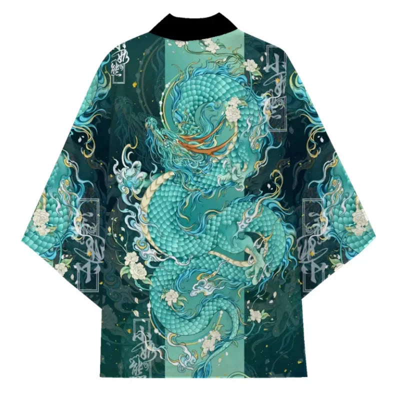 ๐ Japanese Style - Anime Dragon Print - Haori Yukata