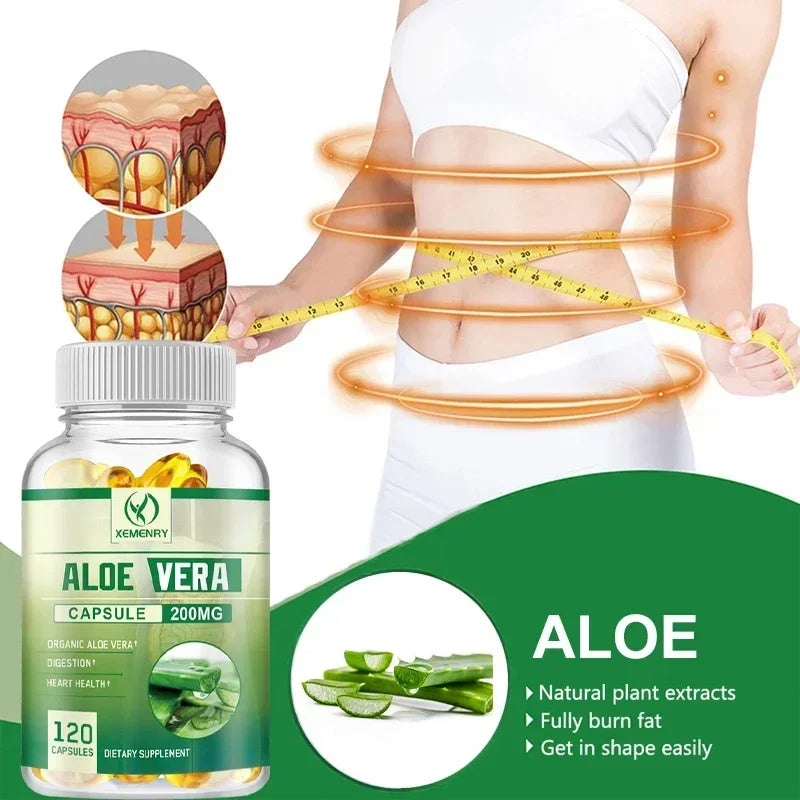 Aloe Vera Capsules - Fat Burner, Slimming Detox, Supports Digestive Immune Health, for Heart and Joint Health
