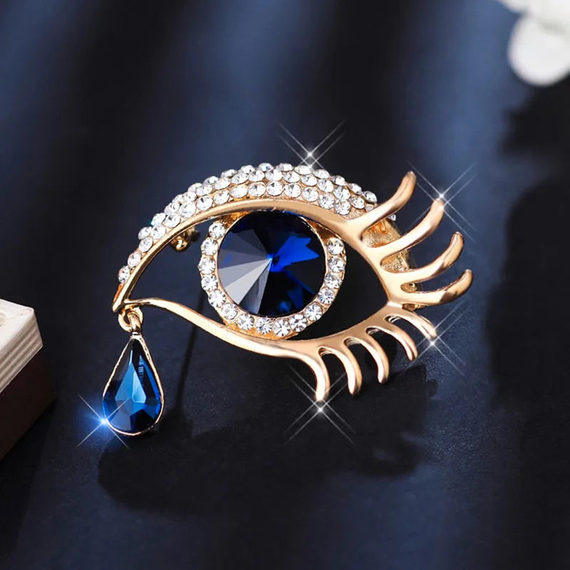 Blue Eye Rhinestone Brooch Pin Jewelry for Women