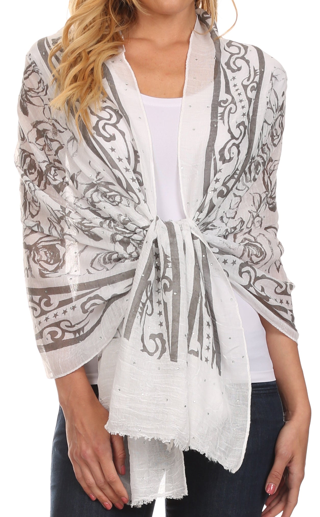 Sakkas Hillary summer breeze lightweight flowing sheer gauze wrap scarf - Concordia Style Boutique