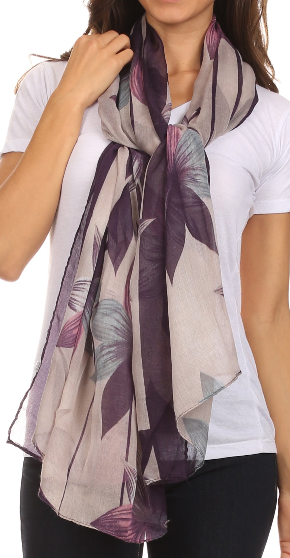 Sakkas Nichole summer gauze featherweight patterned versitile sheer scarf wrap - Concordia Style Boutique