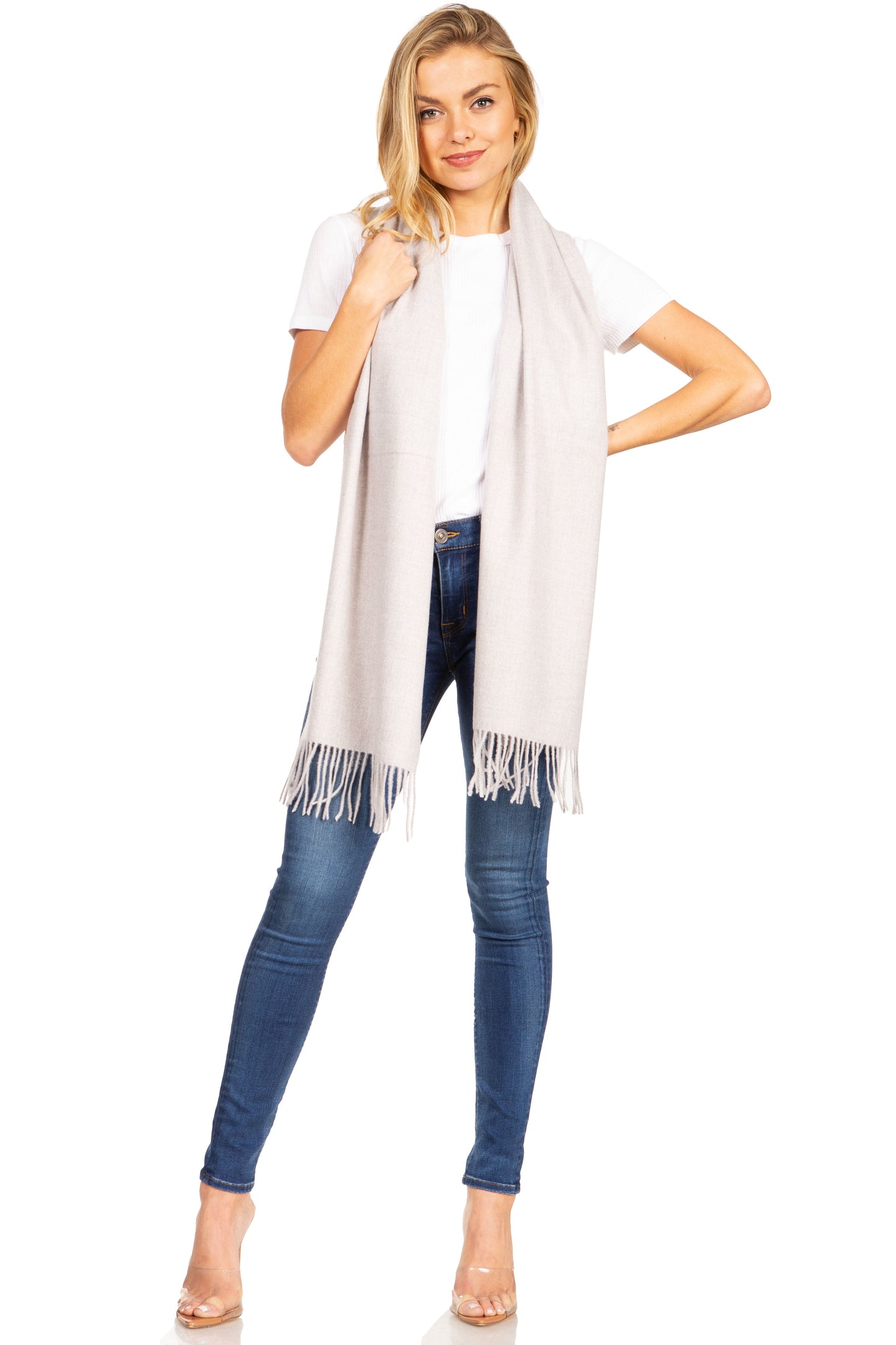 Sakkas Booker Cashmere Feel Solid Colored Unisex Winter Scarf With Fringe - Concordia Style Boutique