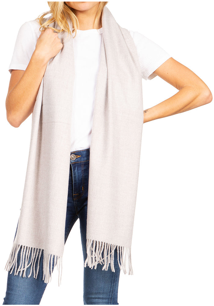 Sakkas Booker Cashmere Feel Solid Colored Unisex Winter Scarf With Fringe - Concordia Style Boutique