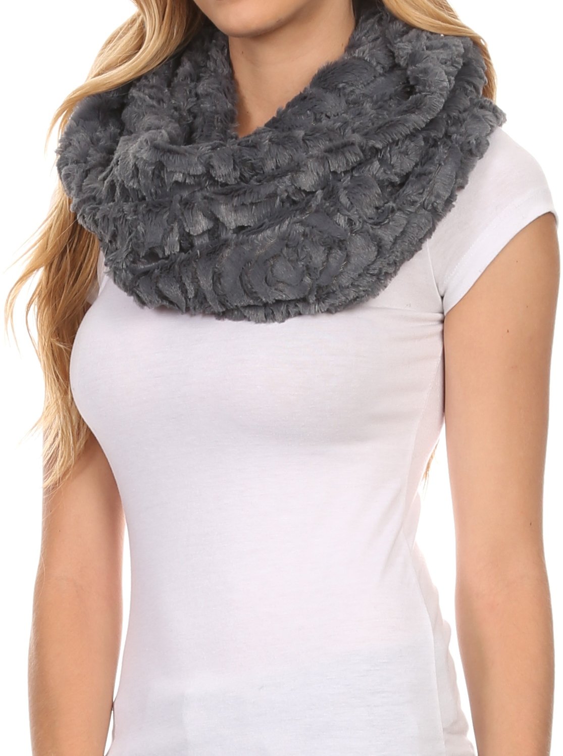 Sakkas Mellah Long Wide Soft Fuzzy Furry Fur Infinity Fall Winter Wrap Scarf - Concordia Style Boutique
