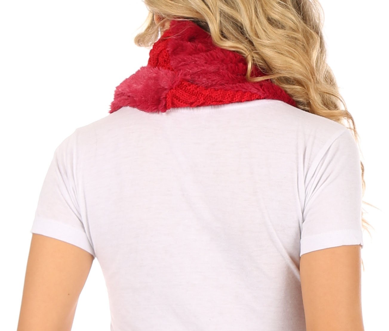 Sakkas Dalien Short Length Two Sided Faux Fur Ribbed Cable Knit Infinity Scarf - Concordia Style Boutique