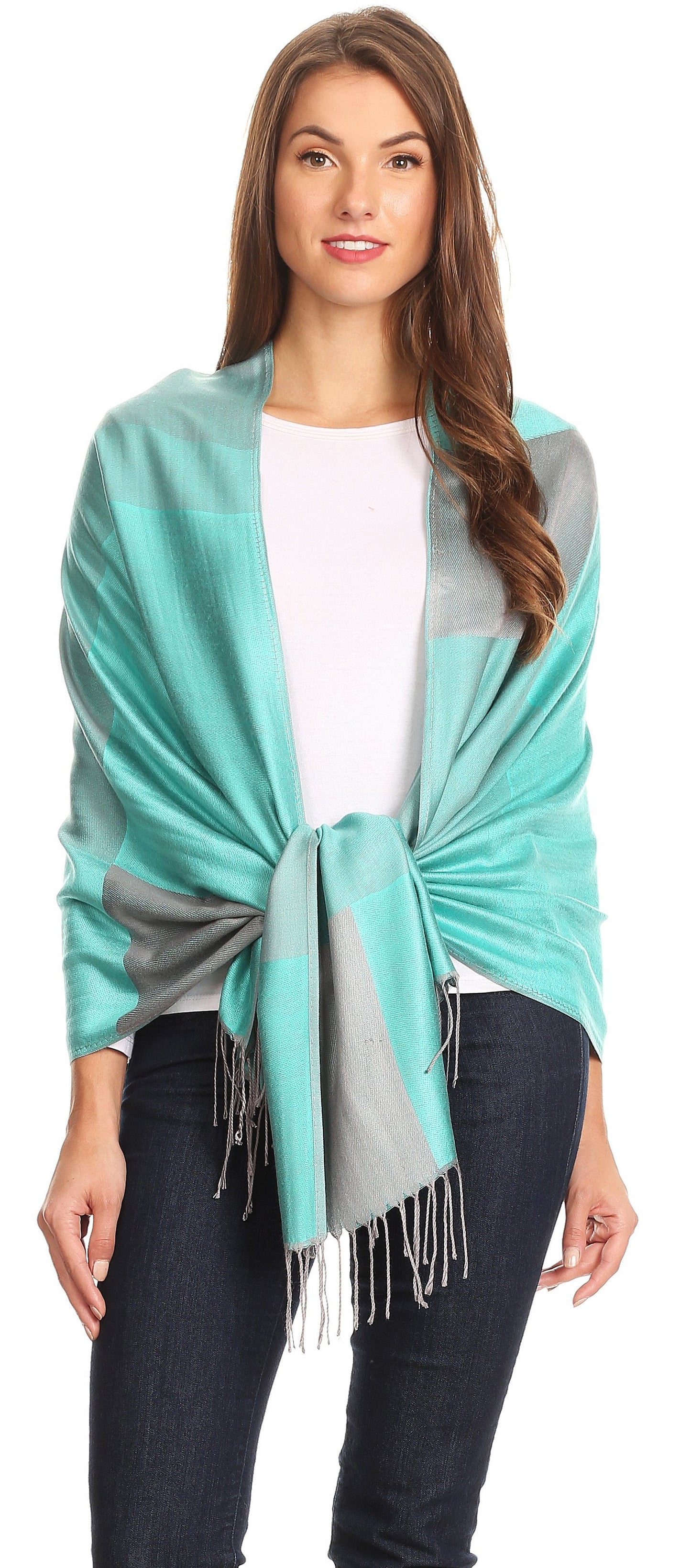 Sakkas Nicola Reversible Warm and Soft Unisex Scarf Stole Wrap Solid Color-block - Concordia Style Boutique