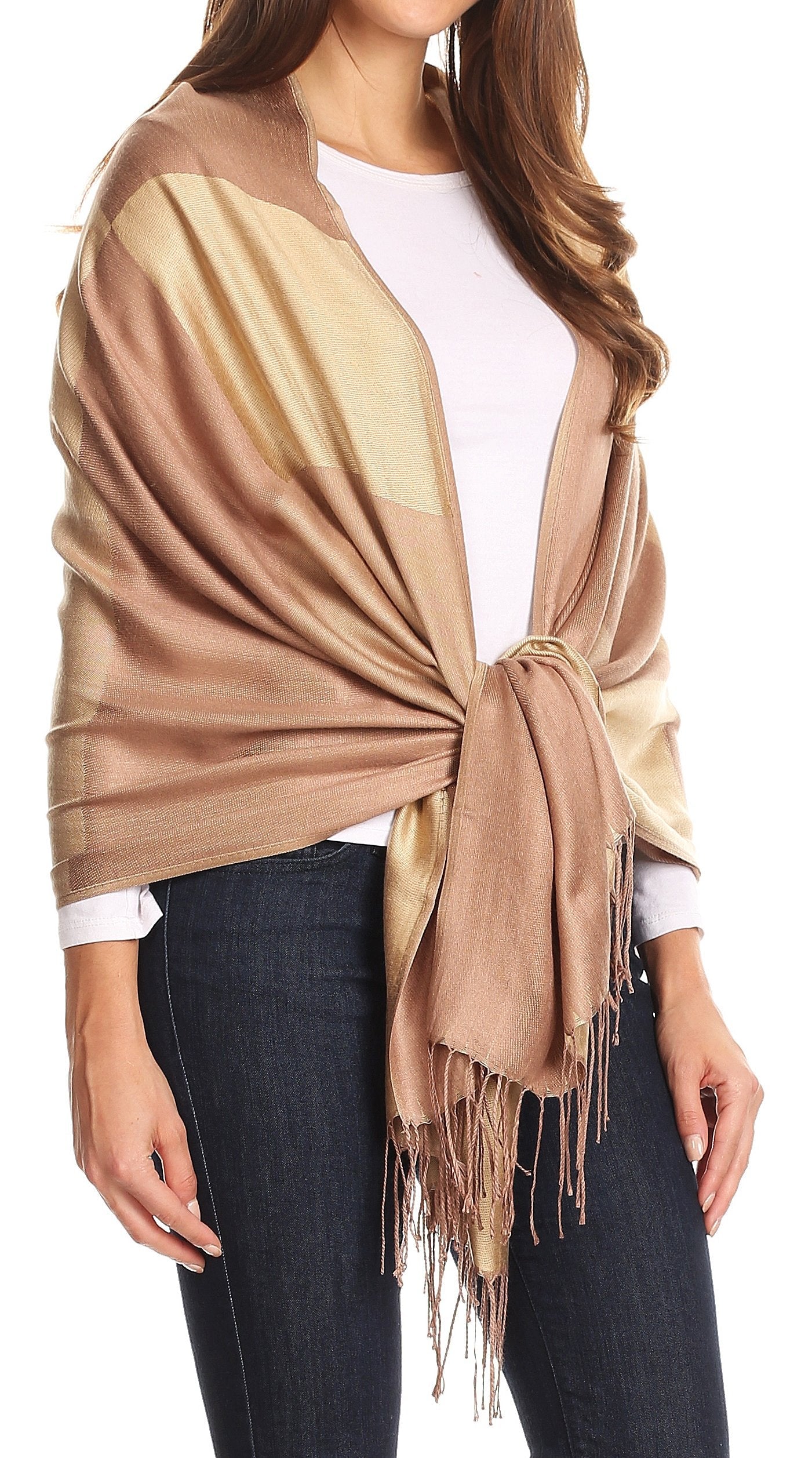Sakkas Nicola Reversible Warm and Soft Unisex Scarf Stole Wrap Solid Color-block - Concordia Style Boutique