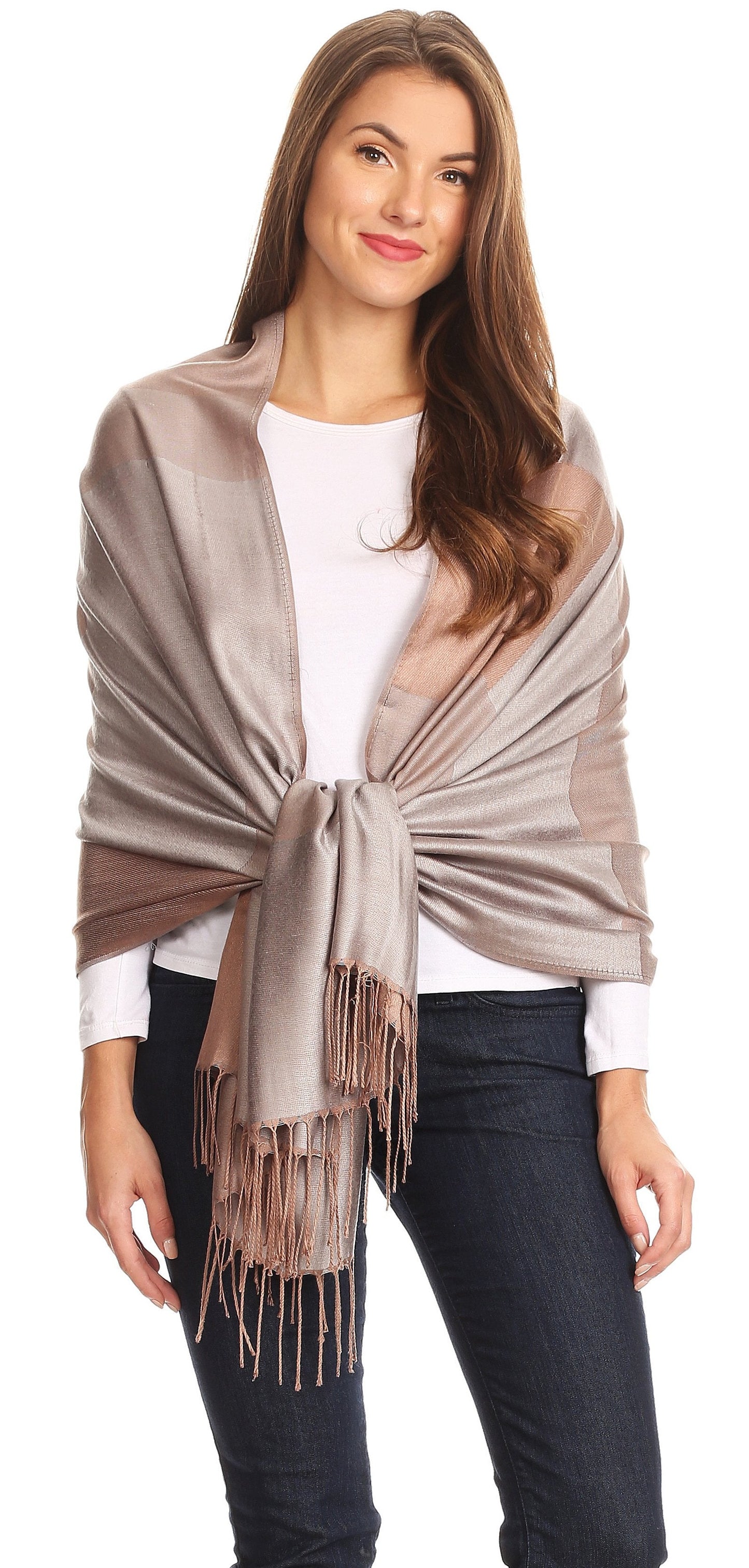 Sakkas Nicola Reversible Warm and Soft Unisex Scarf Stole Wrap Solid Color-block - Concordia Style Boutique