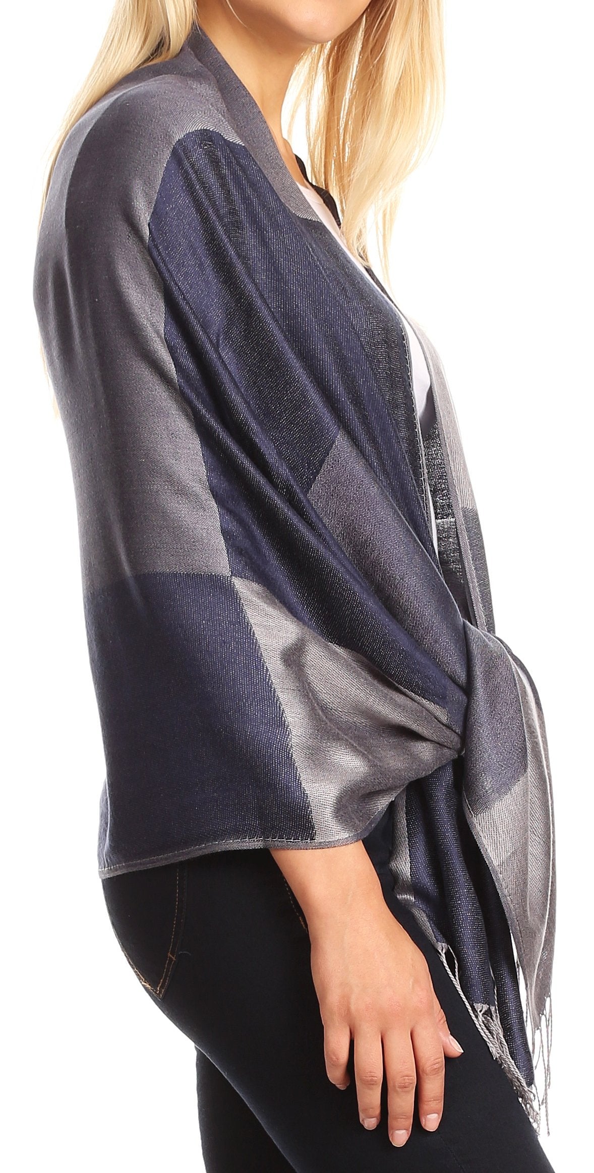 Sakkas Nicola Reversible Warm and Soft Unisex Scarf Stole Wrap Solid Color-block - Concordia Style Boutique