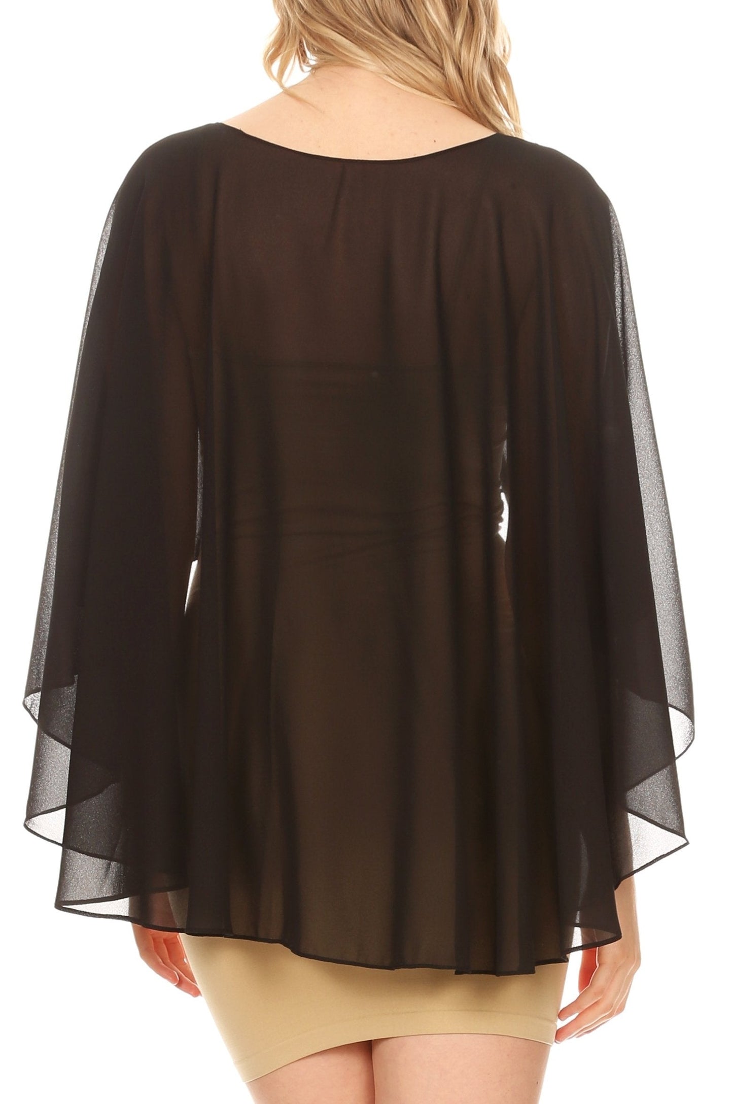 Sakkas Anya Women's Soft Chiffon Wedding Bridesmaid Bridal Cape Wrap Bolero Shrug - Concordia Style Boutique