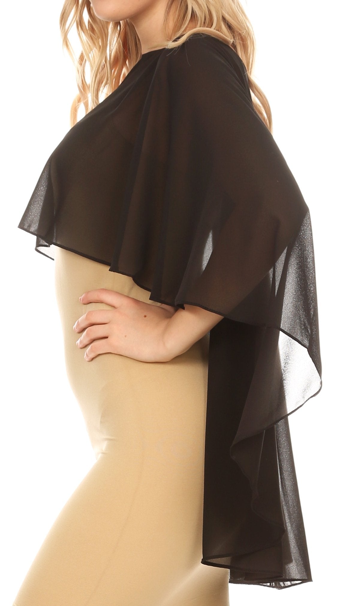 Sakkas Anya Women's Soft Chiffon Wedding Bridesmaid Bridal Cape Wrap Bolero Shrug - Concordia Style Boutique