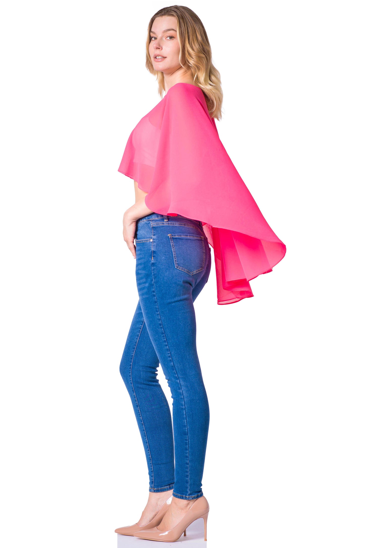 Sakkas Anya Women's Soft Chiffon Wedding Bridesmaid Bridal Cape Wrap Bolero Shrug - Concordia Style Boutique