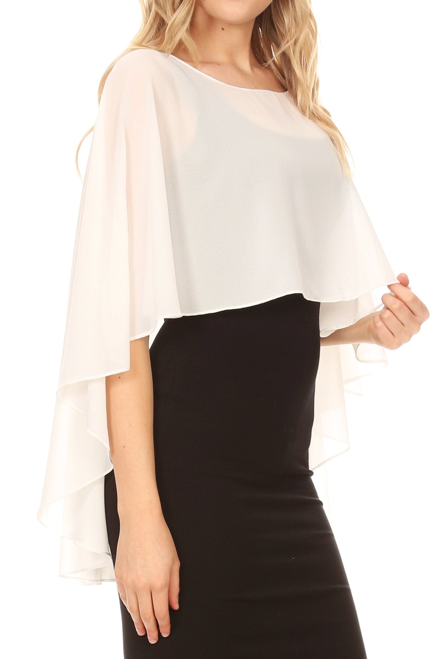 Sakkas Anya Women's Soft Chiffon Wedding Bridesmaid Bridal Cape Wrap Bolero Shrug - Concordia Style Boutique