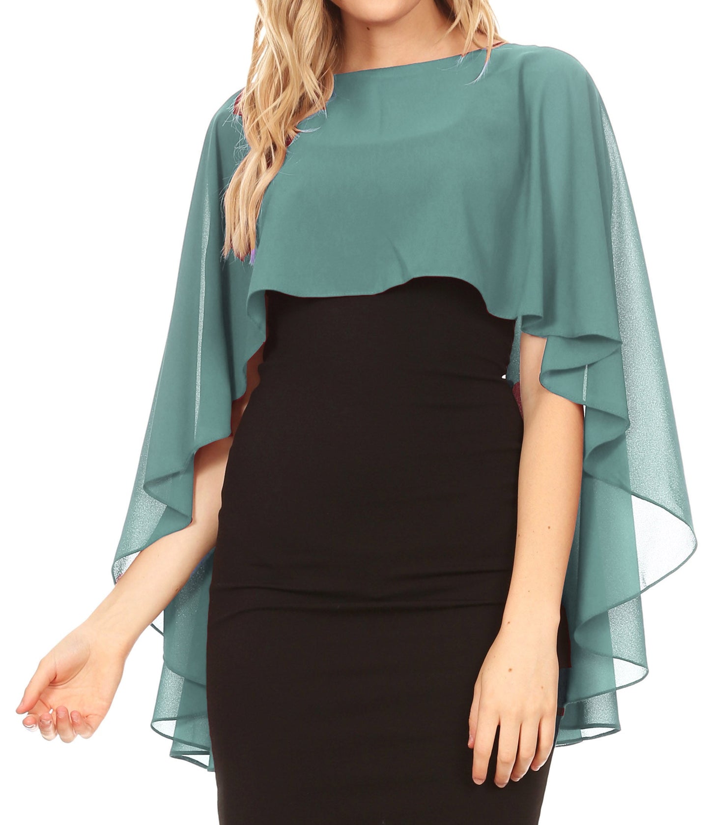Sakkas Anya Women's Soft Chiffon Wedding Bridesmaid Bridal Cape Wrap Bolero Shrug - Concordia Style Boutique