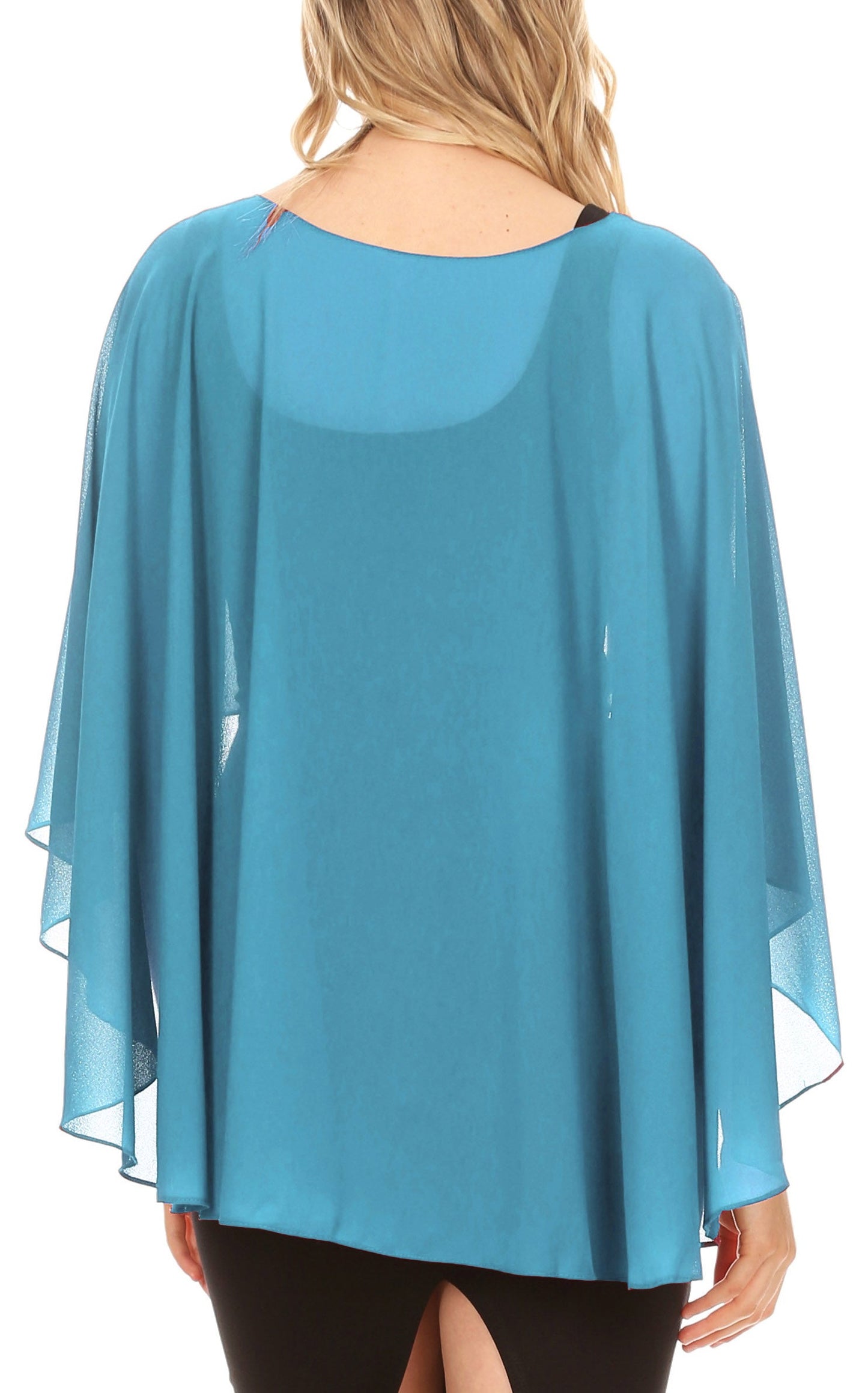 Sakkas Anya Women's Soft Chiffon Wedding Bridesmaid Bridal Cape Wrap Bolero Shrug - Concordia Style Boutique