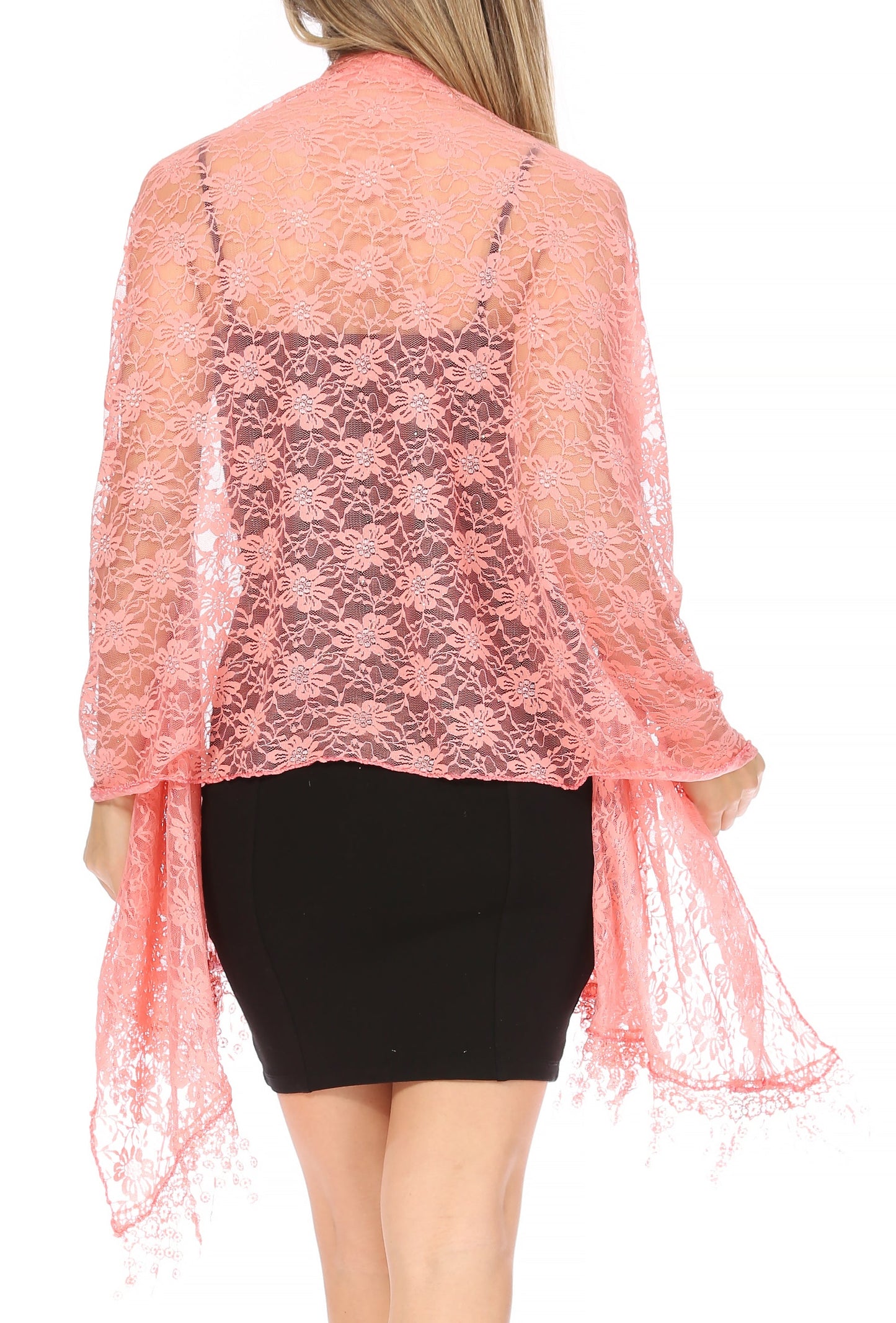 Sakkas Mari Women's Large Lightweight Soft Lace Scarf Wrap Shawl Floral and Fringe - Concordia Style Boutique