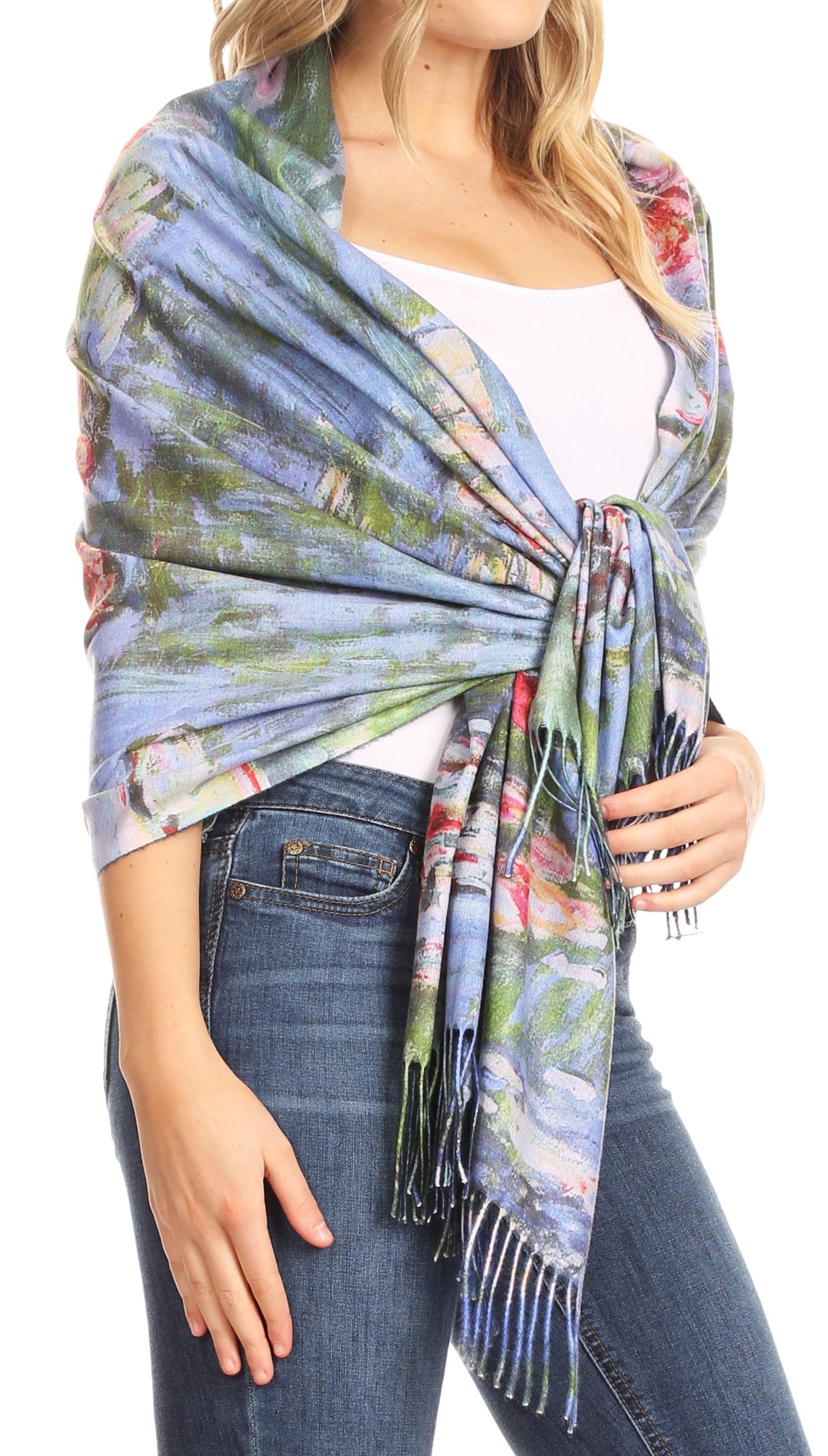 Sakkas Oria Women's Soft Lightweight Colorful Printed Shawl Scarf Wrap Stole - Concordia Style Boutique
