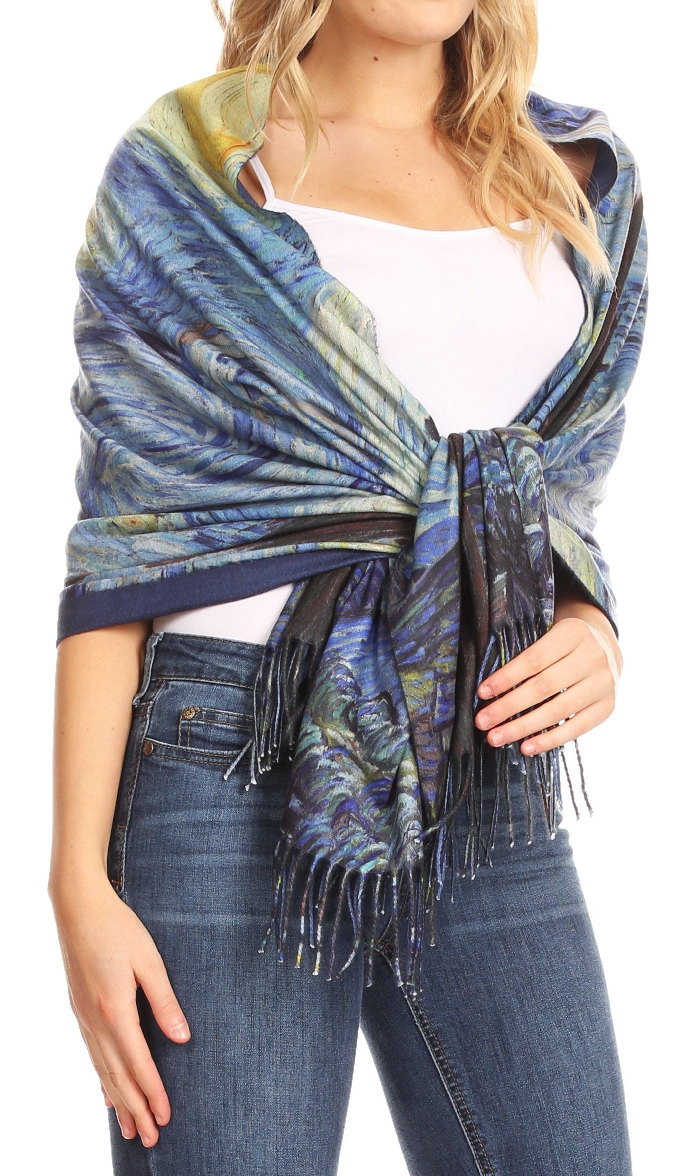 Sakkas Oria Women's Soft Lightweight Colorful Printed Shawl Scarf Wrap Stole - Concordia Style Boutique