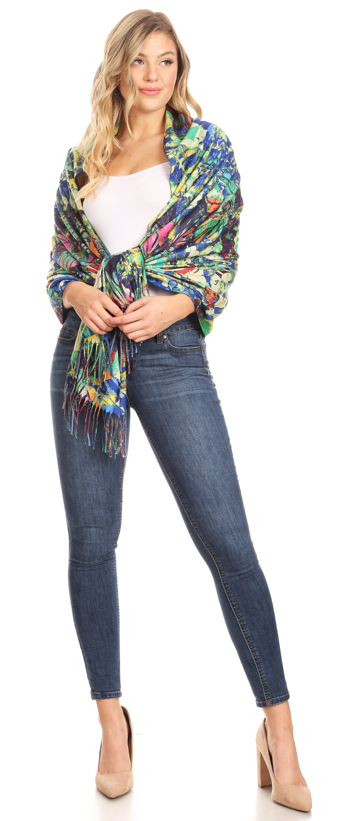 Sakkas Oria Women's Soft Lightweight Colorful Printed Shawl Scarf Wrap Stole - Concordia Style Boutique