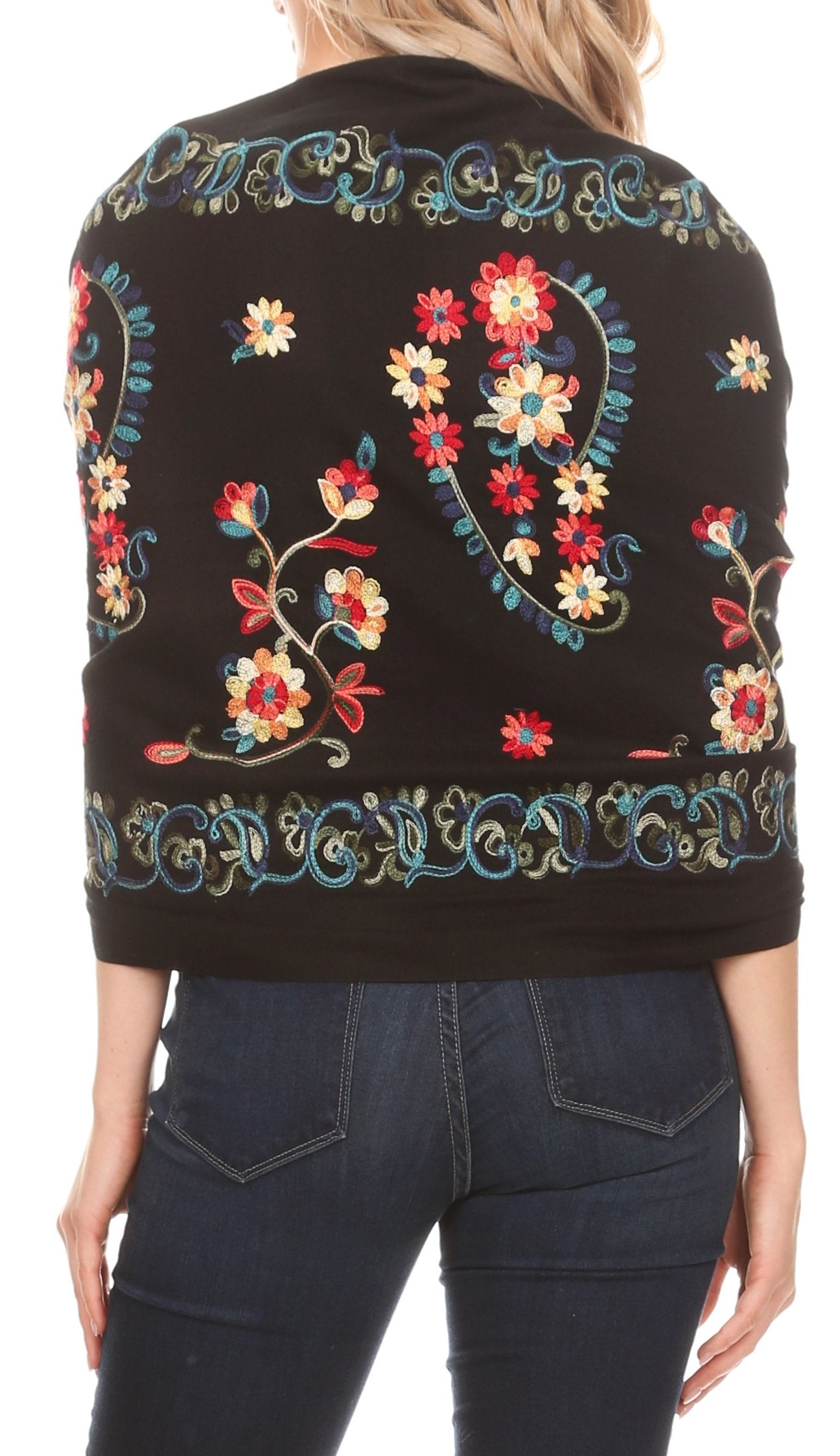 Sakkas Ginata Women's Large Casual Super Soft Embroidery Scarf Shawl Wrap Stole - Concordia Style Boutique