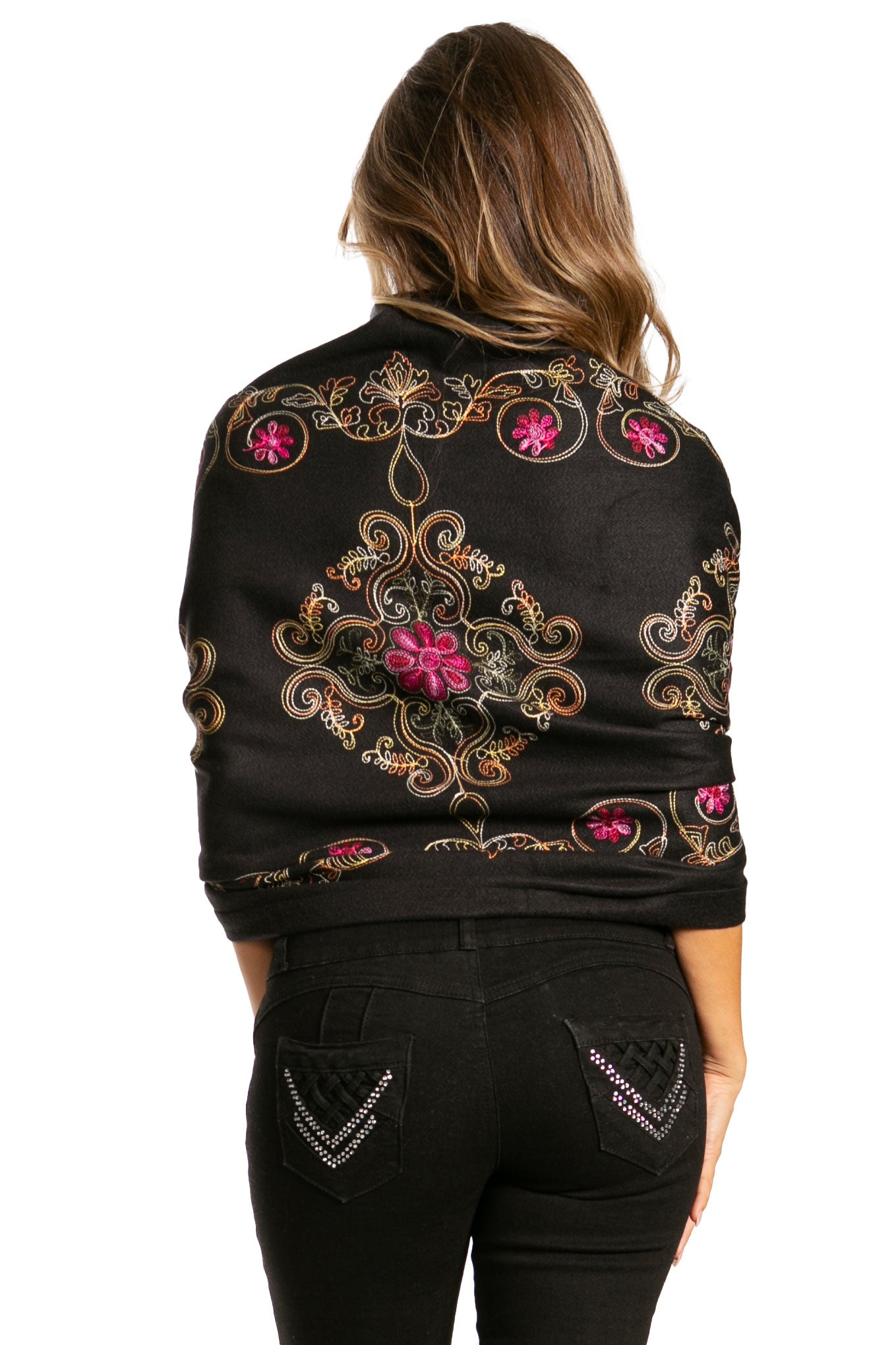 Sakkas Ginata Women's Large Casual Super Soft Embroidery Scarf Shawl Wrap Stole - Concordia Style Boutique