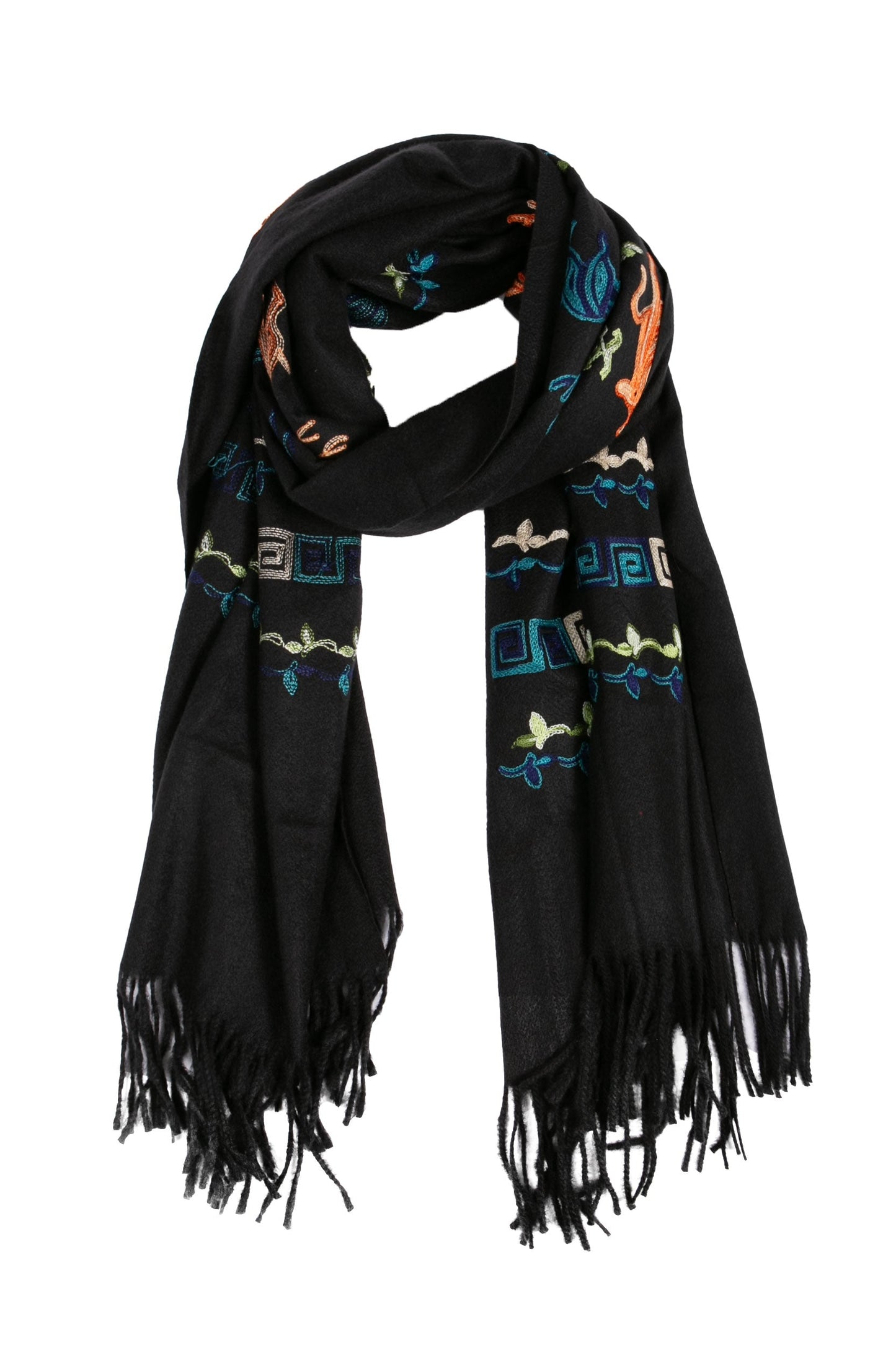 Sakkas Ginata Women's Large Casual Super Soft Embroidery Scarf Shawl Wrap Stole - Concordia Style Boutique