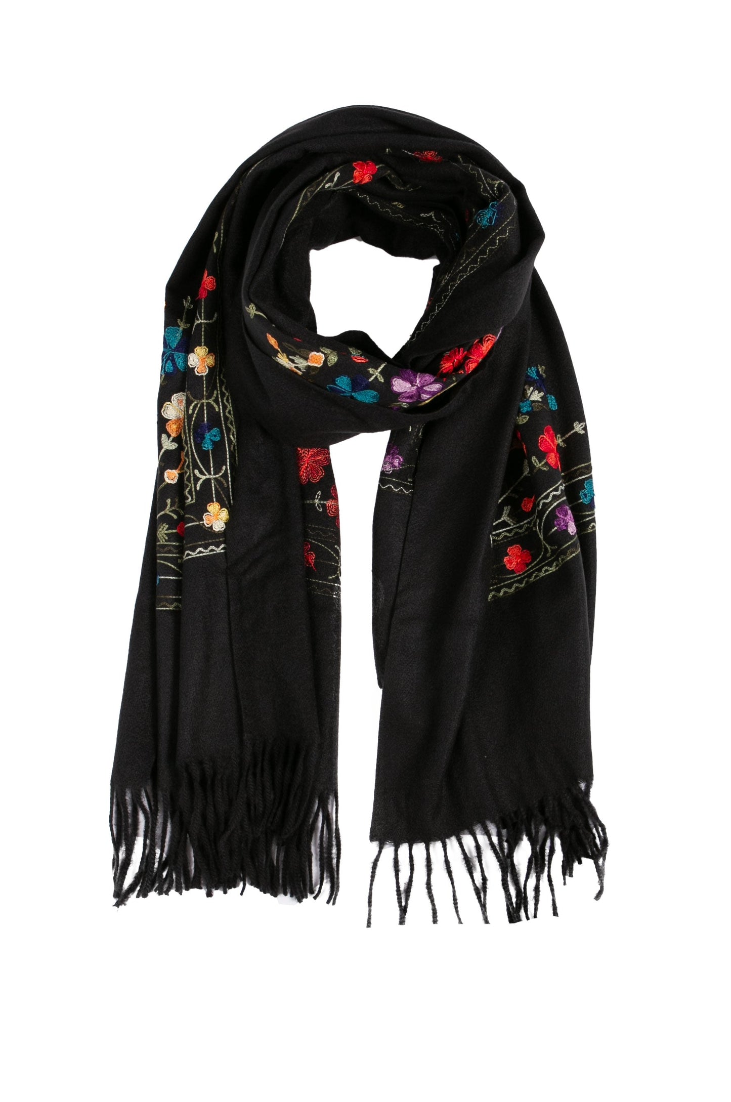 Sakkas Ginata Women's Large Casual Super Soft Embroidery Scarf Shawl Wrap Stole - Concordia Style Boutique