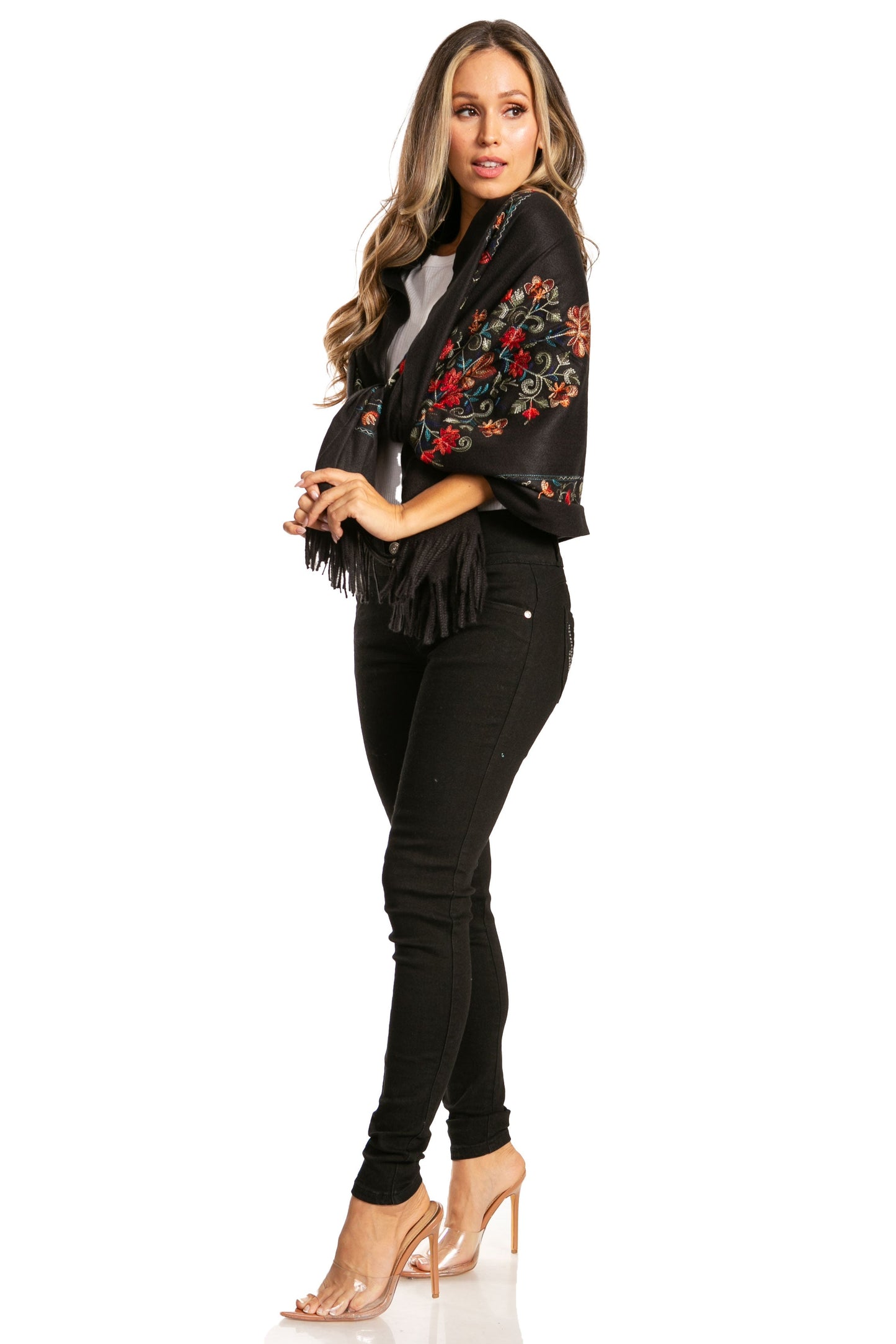 Sakkas Ginata Women's Large Casual Super Soft Embroidery Scarf Shawl Wrap Stole - Concordia Style Boutique