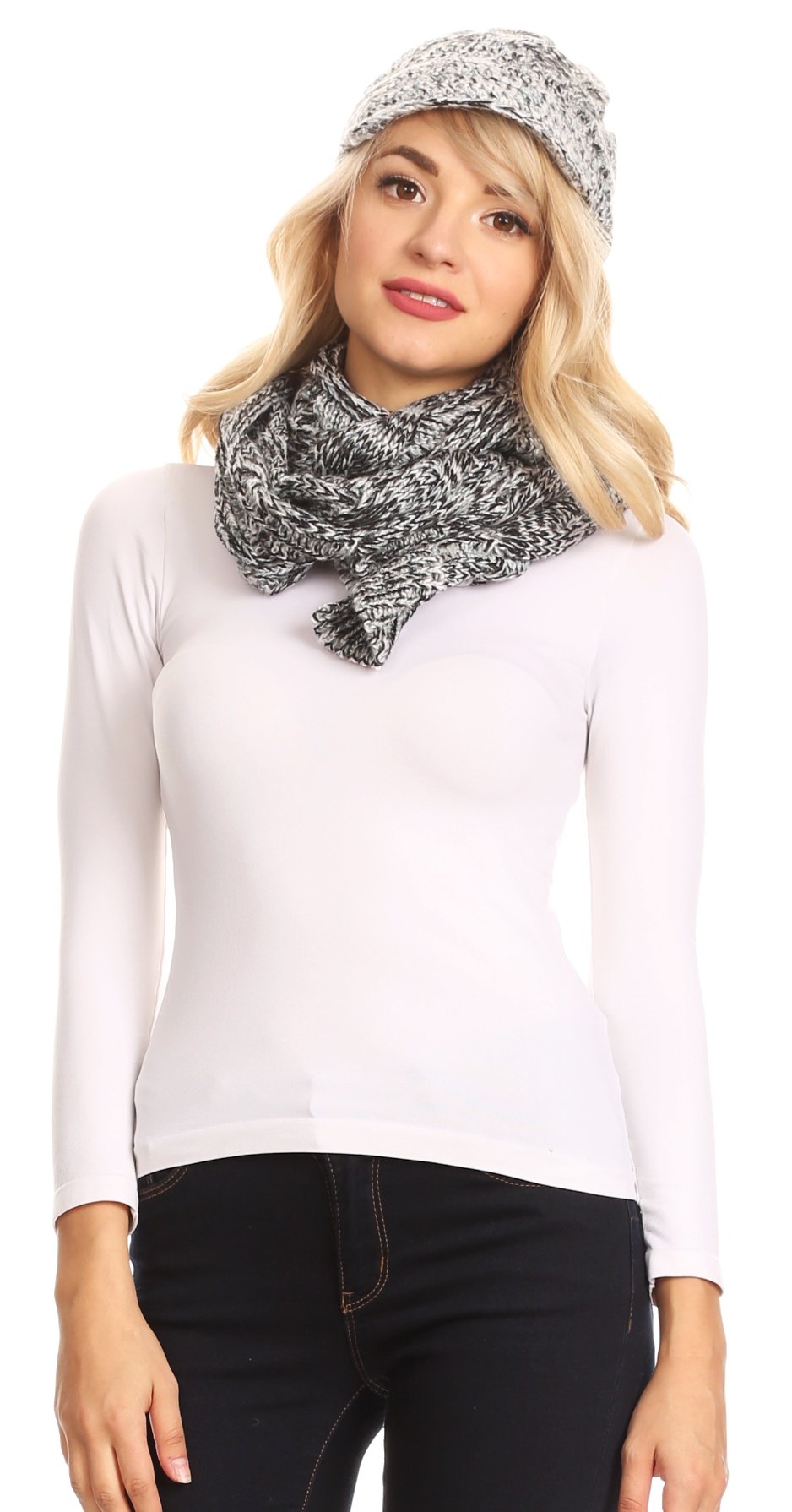 Sakkas Coline Soft Heather Chunky Cable knit Hat and Scarf Set Warm Cozy Winter - Concordia Style Boutique