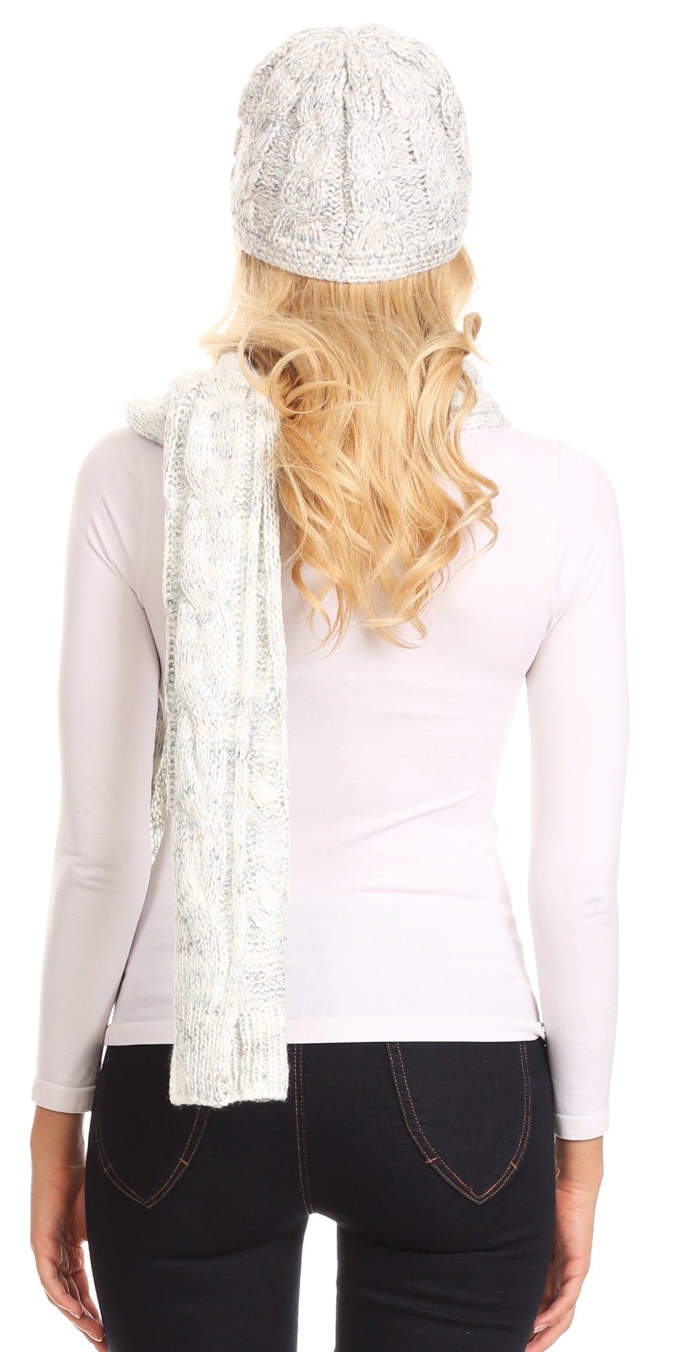 Sakkas Coline Soft Heather Chunky Cable knit Hat and Scarf Set Warm Cozy Winter - Concordia Style Boutique