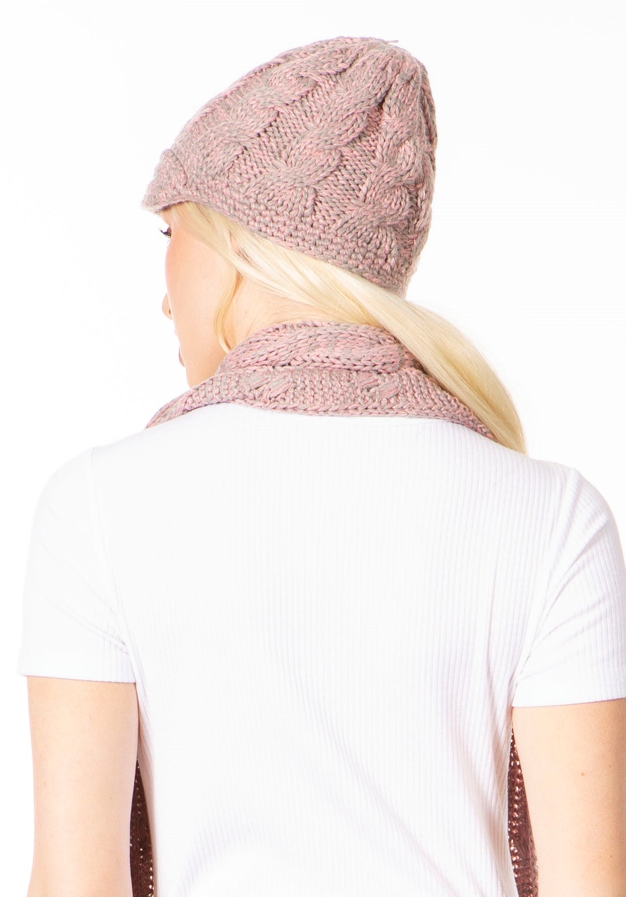 Sakkas Coline Soft Heather Chunky Cable knit Hat and Scarf Set Warm Cozy Winter - Concordia Style Boutique