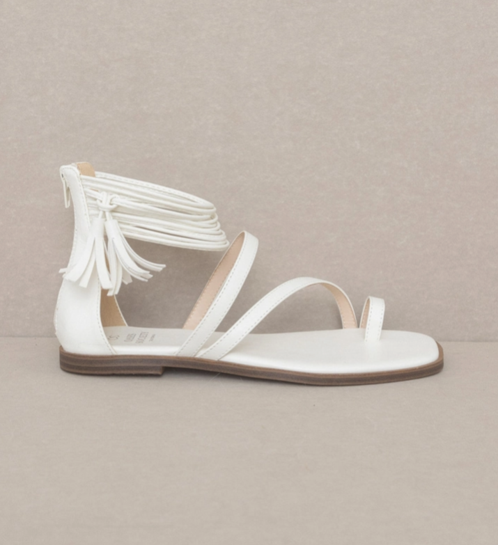 Oasis Society - Abril White Strappy Ankle Wrap Sandal
