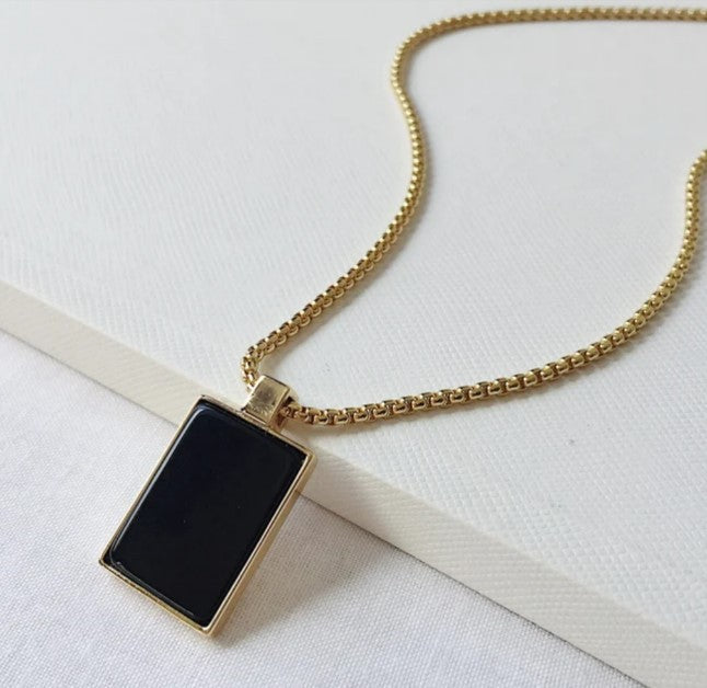 BLACK ONYX RECTANGLE NECKLACE - Concordia Style Boutique