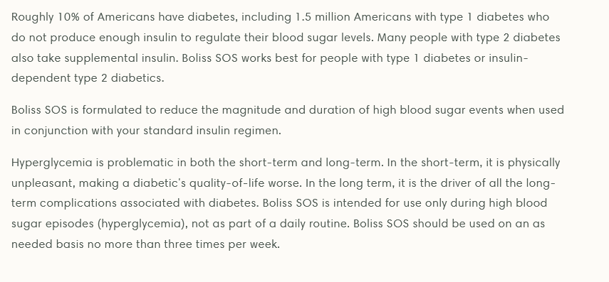 Boliss SOS - First and Only Augmentation Supplement for High Blood Sugar in Insulin-Dependent Diabetics - Concordia Style Boutique