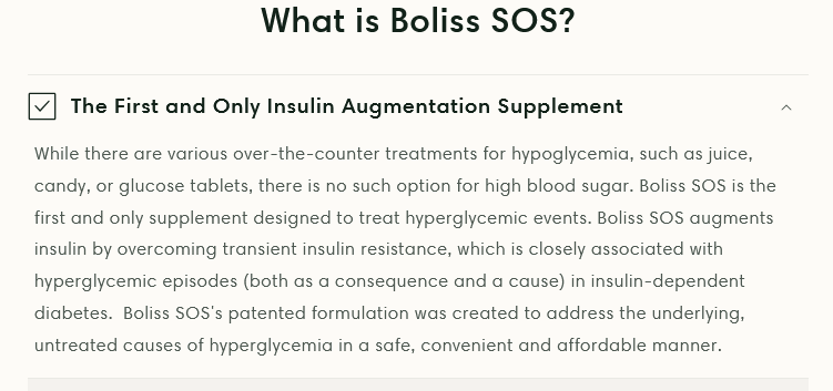Boliss SOS - First and Only Augmentation Supplement for High Blood Sugar in Insulin-Dependent Diabetics - Concordia Style Boutique