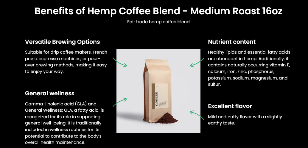 Hemp Coffee Blend - Medium Roast 16 oz - "Memento Mori" - Ships to all destinations