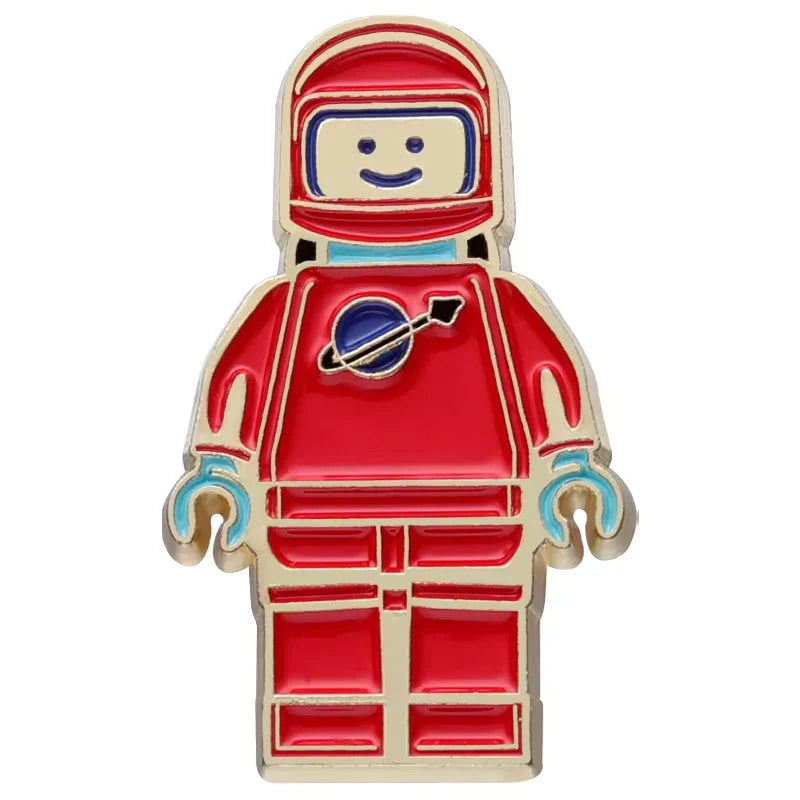Red Robot Enamel Pin Cute Space Astronaut Brooch Lapel Badge Jewelry Gift